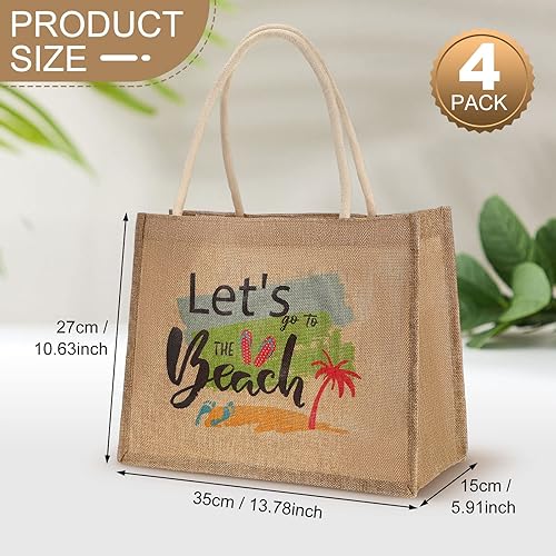 Miniatura 2 de 4 bolsas de regalo de agradecimiento para profesores para mujeres, bolsas de playa de yute con asas, reutilizables, impermeables, lindas bolsas de