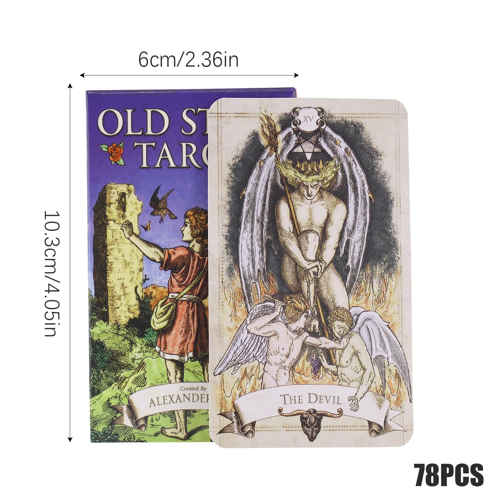 Mazzo Di Tarocchi 78 Carte In Stile Vintage – Edizione Inglese Con Libretto Illustrato, Per Principianti E Appassionati, Dimensioni 10,3x6 Cm