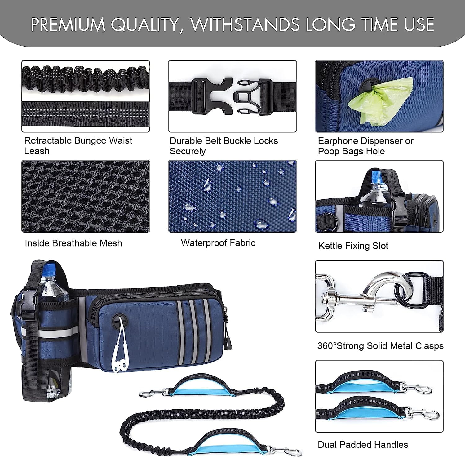 Laisse Canicross Chien, Jogging Mains Libres Pour Chiens Avec Ceinture