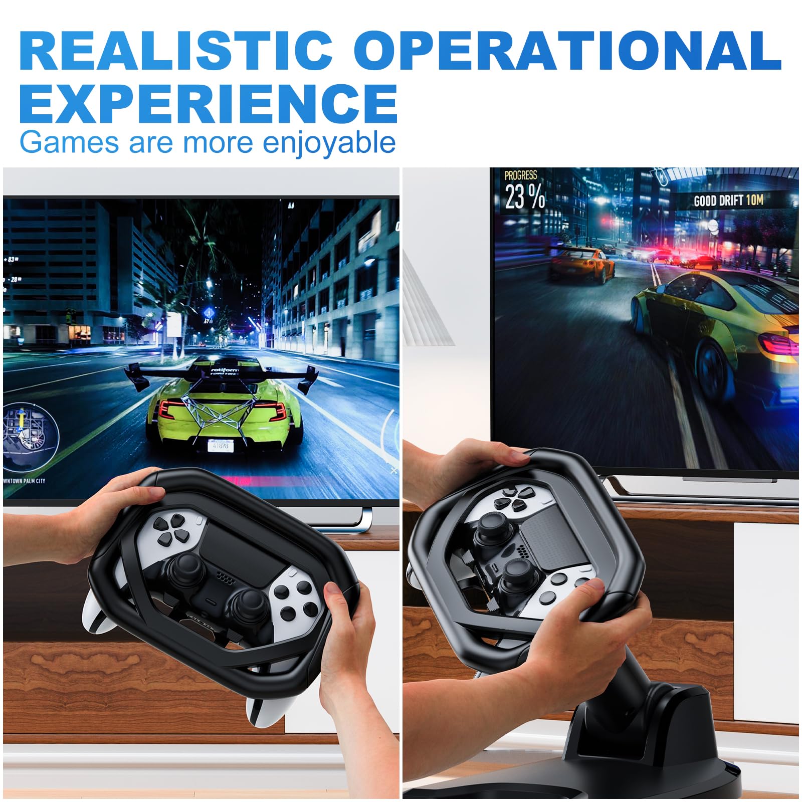 Supporto per volante da corsa per PS5/PS5 Elite, supporto per volante con 4 ventose da tavolo per controller PlayStation 5 Dualsense, più robusto e affidabile per corse immersive
