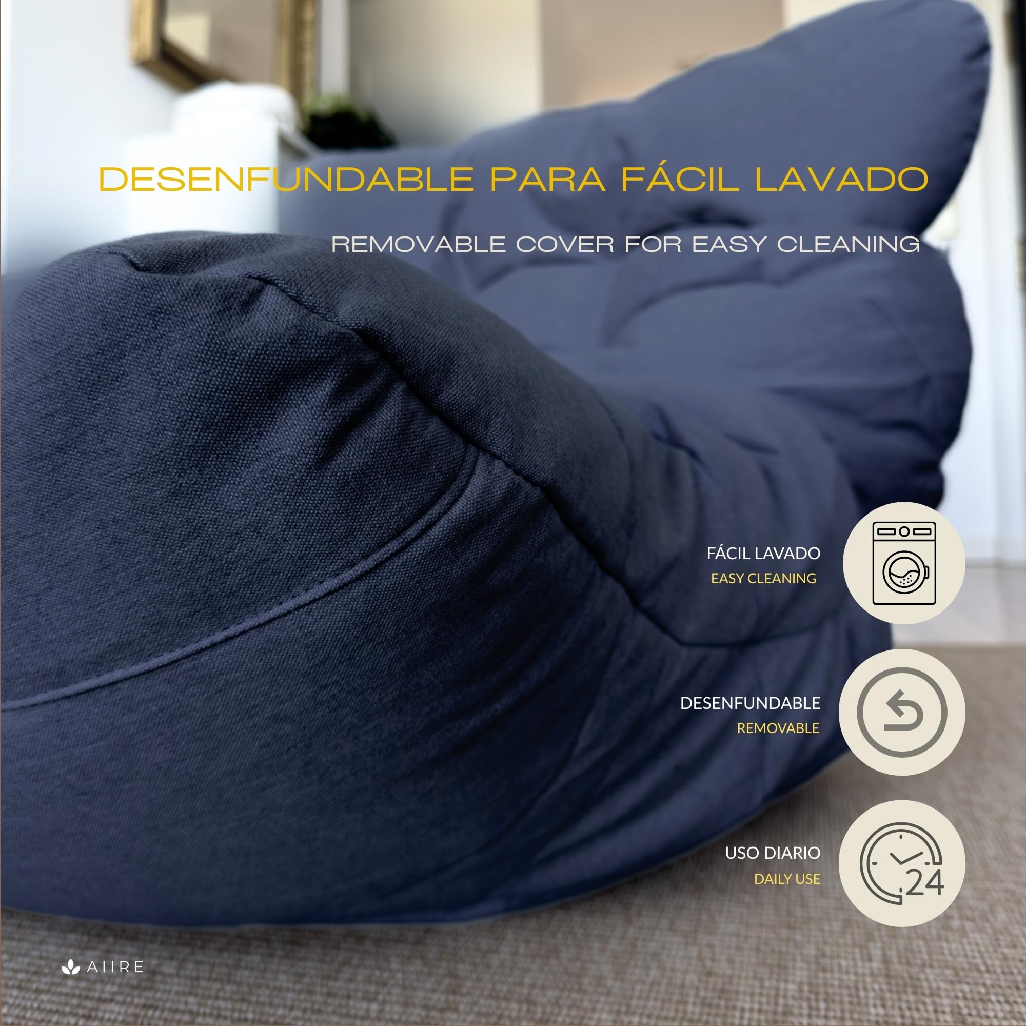 Aiire Luxe Zitzak van Perzisch fluweel Premium – Grote Pouf Lounge met Vulling voor Woonkamer of Slaapkamer – Moderne Bean Bag Chair Stoel voor Volwassenen of Tieners – XXL Vloerkussen Groen