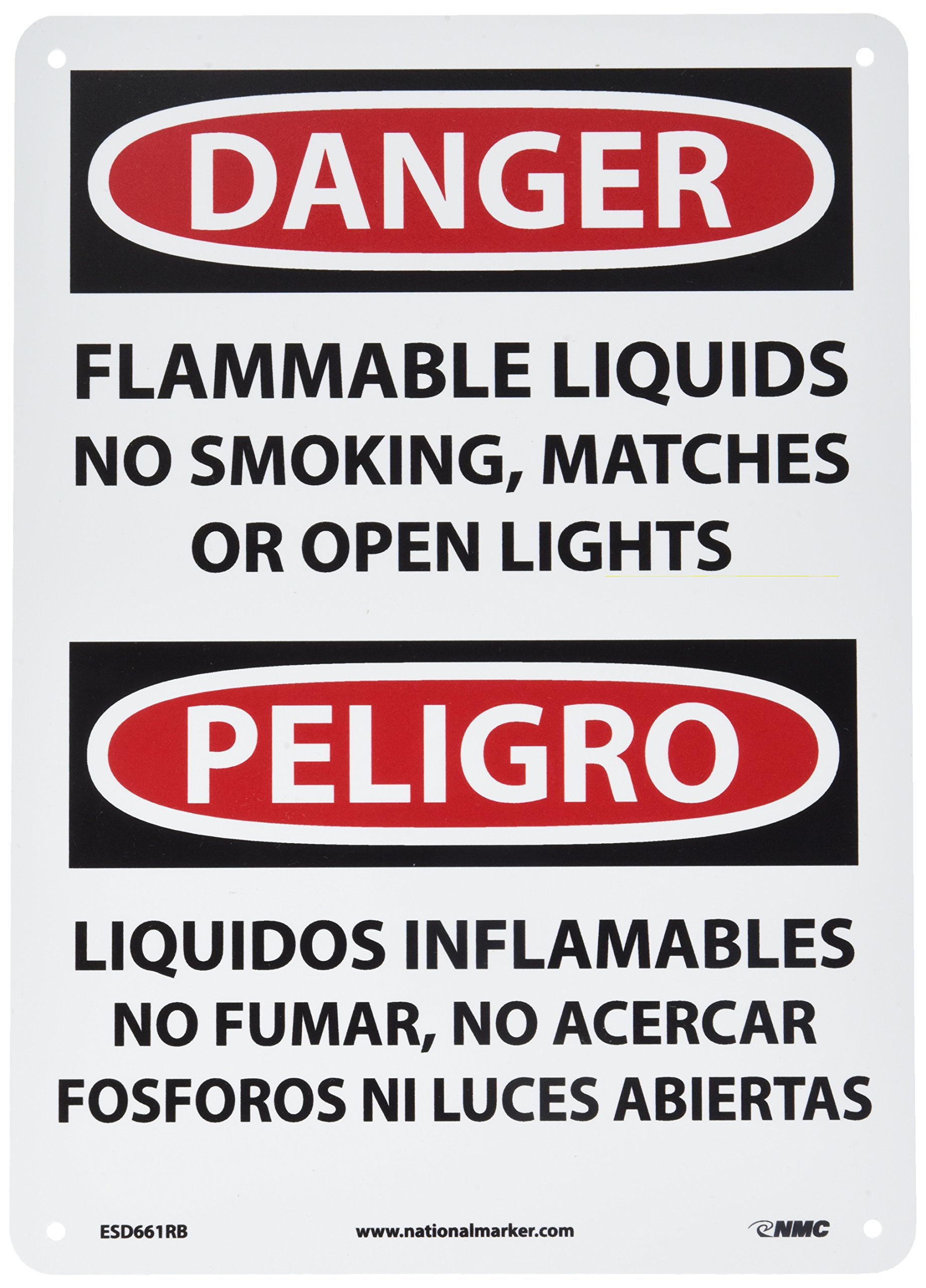 Panneau NMC Esd661rb danger liquides inflammables bilingue osha sign - 5