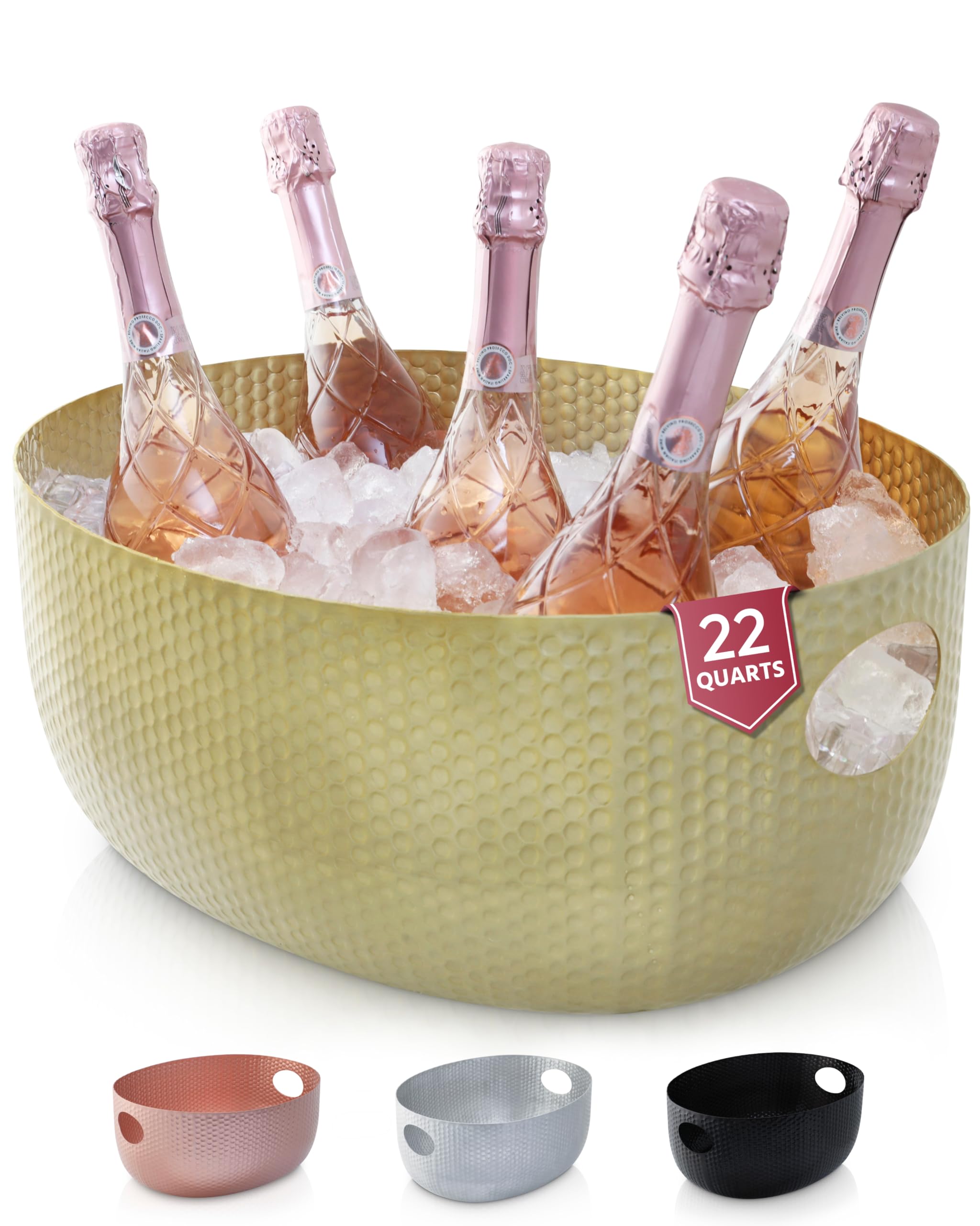 Photo 1 of Gusto Nostro Large Beverage Tub for Parties - Metal Tub for Wine Bottles,Champagne,Beers - High Capacity Ice Bucket for Drinks - Extra Large Ice Buckets for Parties (22 qt) Outdoor Party Drink Bucket