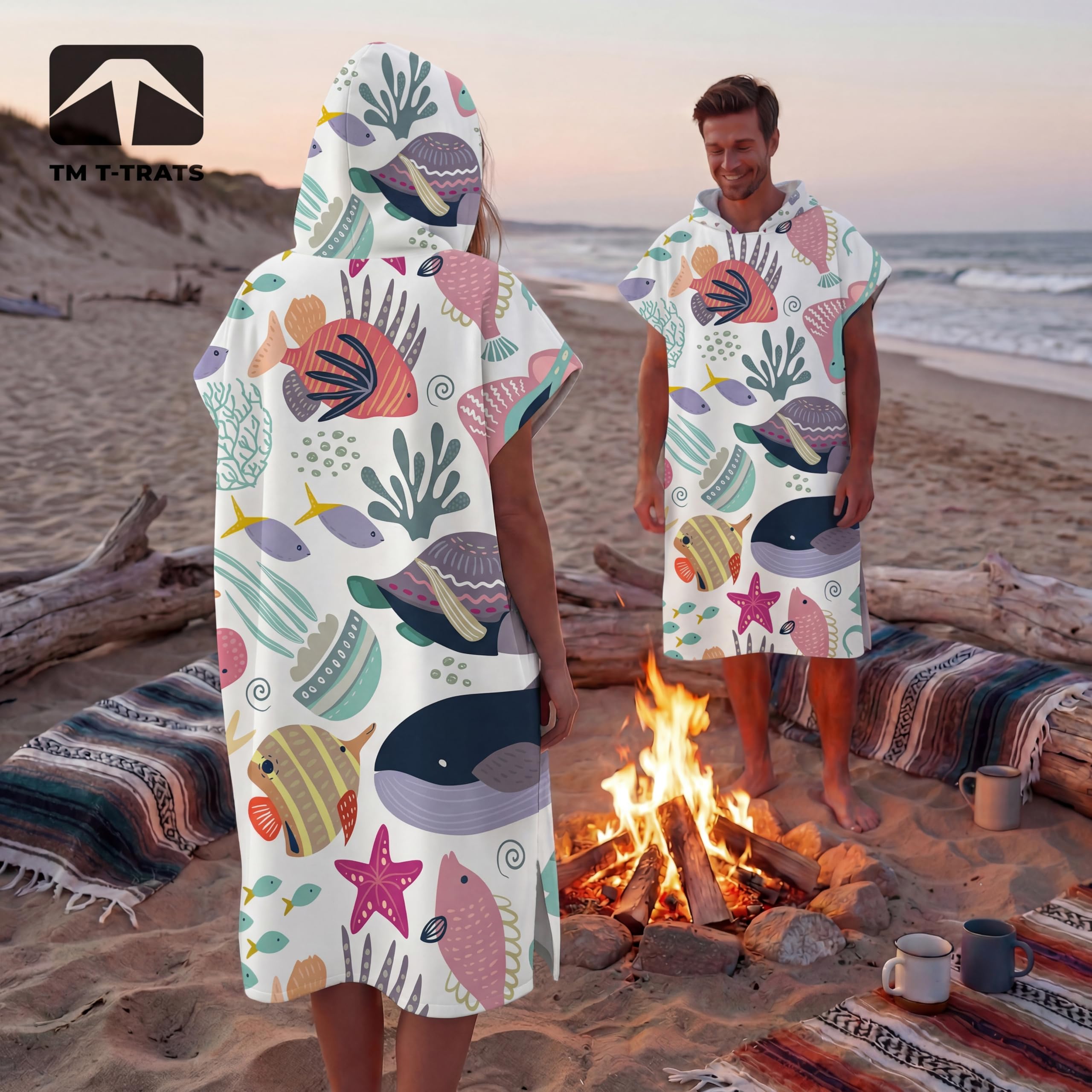 Poncho de surf de microfibra de secado rápido, toalla envolvente, albornoz, sudadera con capucha para adultos, hombres, mujeres o familias, para natación, playa, surf, buceo, baño en casa