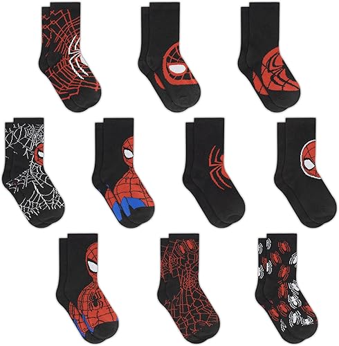 Spiderman Boys Socks, 10-Pack of Decorative Spiderman Toddler Socks, Amazing Mar