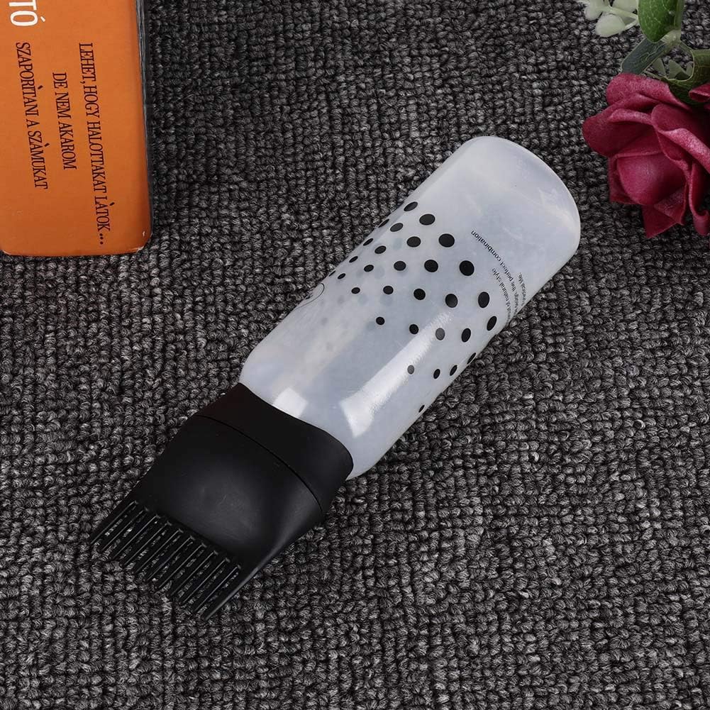 Hair Coloring Bottle with Comb Teethed Applicator, EcoFriendly Dye Dispensing Tool, Great for DIY Projects and Salon Professionals, 170ml, Select Your Favorite Color (Black)