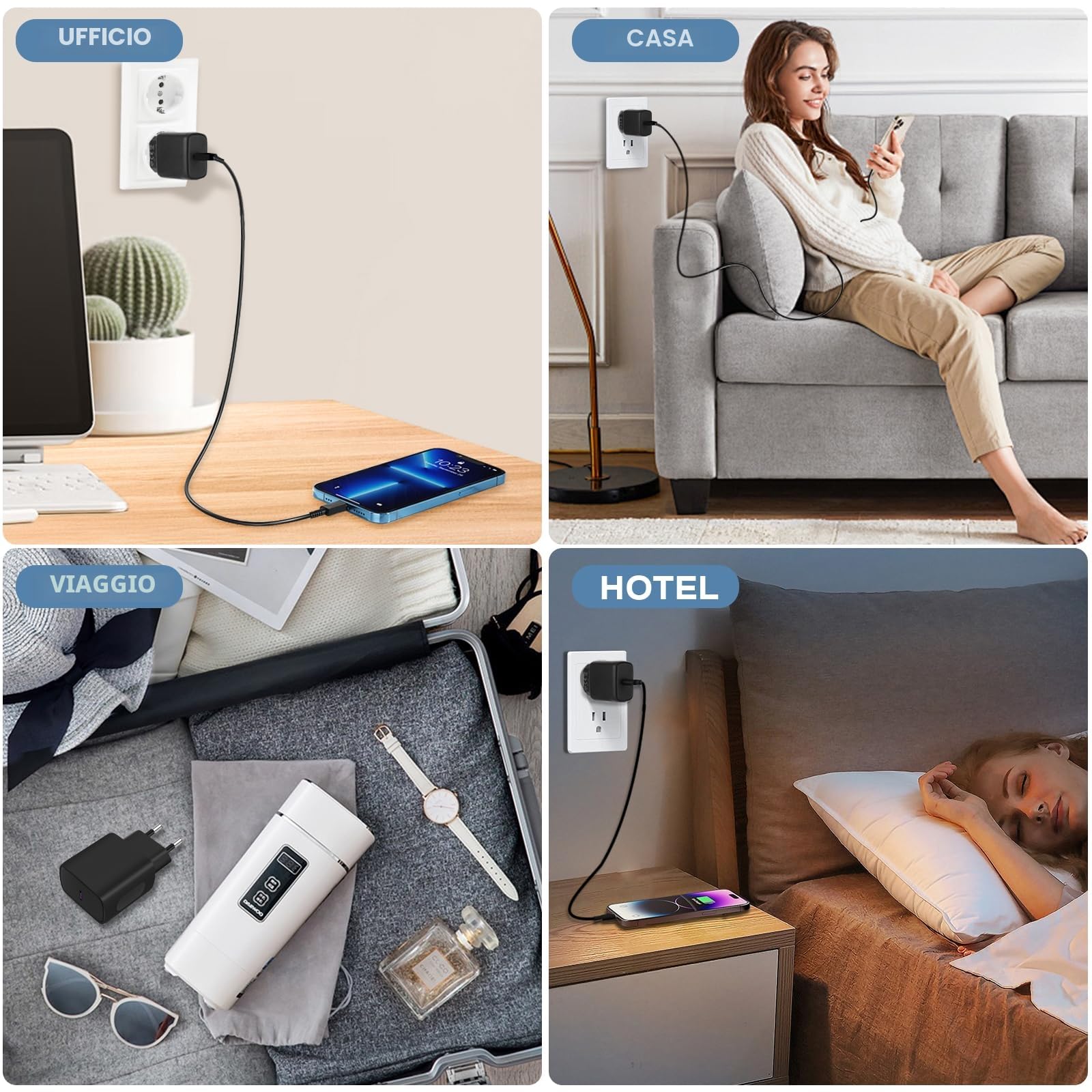 2 x 25W Caricatore USB C Rapido per Caricabatterie Samsung, Alimentatore USB C con 2X2M Cavo USB Tipo C per Samsung S25/S24/S23/S22/S21/S21 Ultra,S20 FE, A16/A15/A14/A56/A55/A34 per iPhone,Huawei