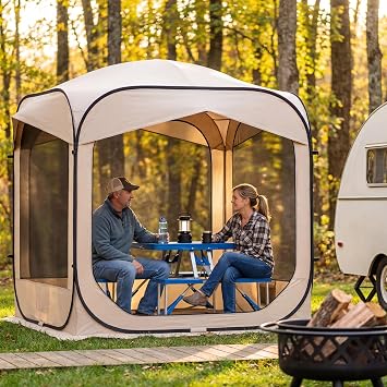 Upgraded Pop Up Screen House Tent with Waterproof Removable Privacy Wind Cloths 6x6 FT Portable Instant Canopy Tent with Carry Bag UV Protection Outdoor Gazebo for Patio Backyard Camping Deck Beach