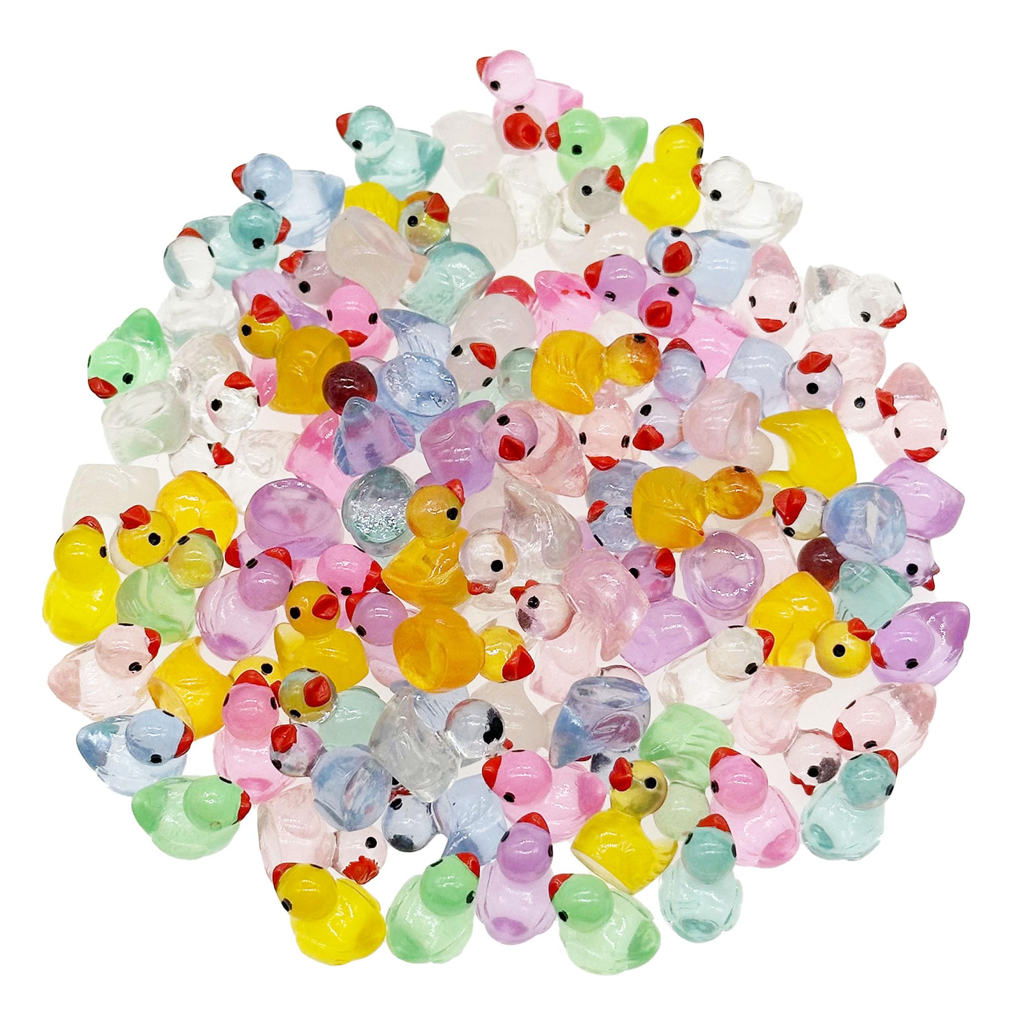 Cayway Mini Resin Duck 100 PCS Little Ducklings Glow in The Dark for Miniature Fairy Garden Decoration Accessories Micro Landscape