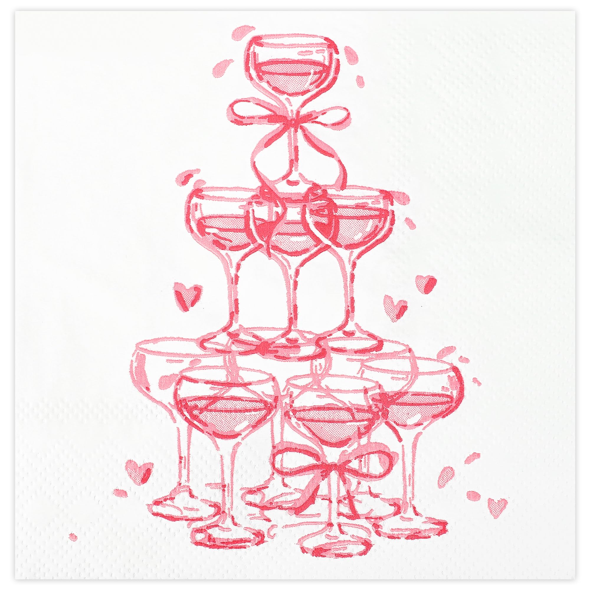 100 Pcs Champagne Tower Cocktail Napkins Disposable Hot Pink Paper Napkins 3 Ply Watercolor Party Dinner Napkin Decorative Beverage Napkin for Girls