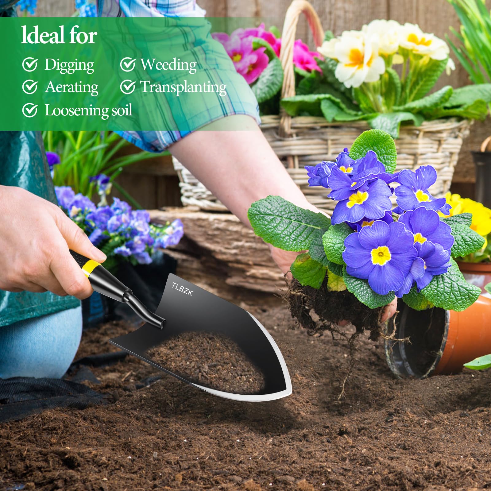 Juego de herramientas de jardinería de acero inoxidable de alto rendimiento, pensado para uso en exteriores, perfecto para hombres y mujeres, incluye pala de jardín, pala para plantas y