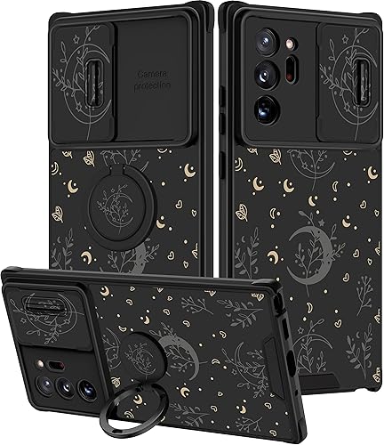 Goocrux Funda 2 en 1 para Samsung Galaxy Note 20 Ultra, diseño de plantas de luna, para mujeres y niñas, diseño de flores, corazón, estrellas,