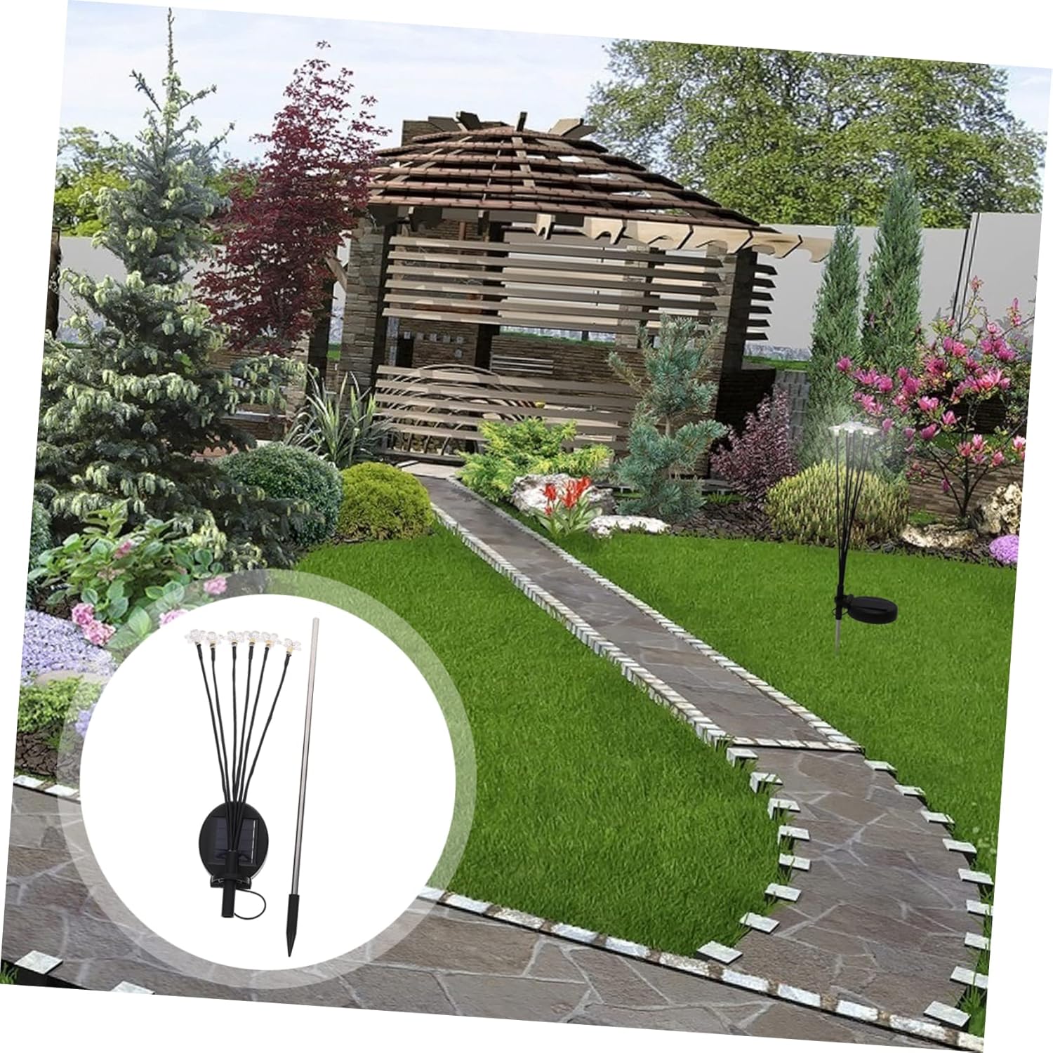 DOITOOL 4pcs Light Solar Garden Stake Lamp Outdoor Decorative Light Solar Panel High Brightness Led for Gardens Yards and Patios