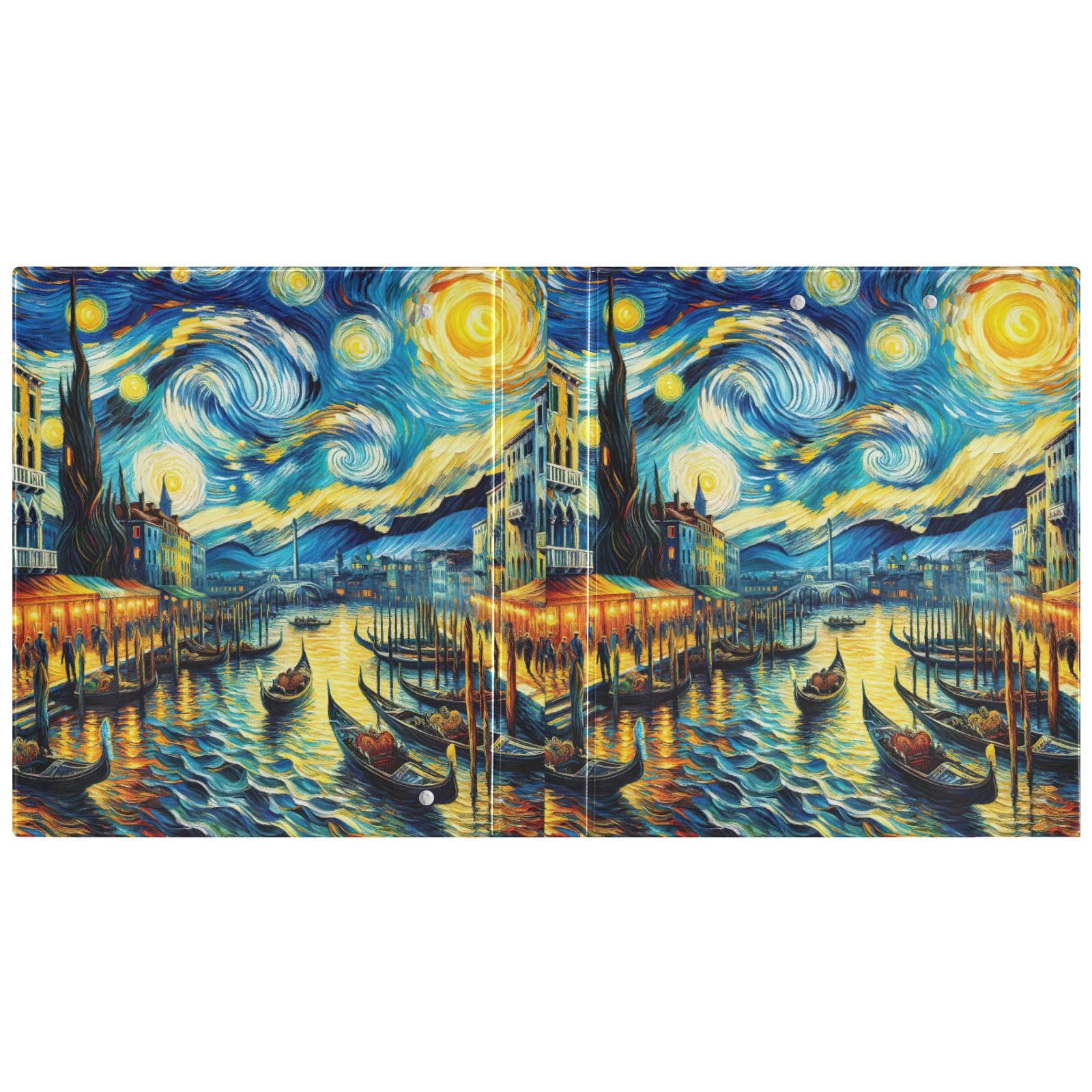Raccoglitore a tre anelli, Venezia Starry Sky D, con portablocco grande, 3 raccoglitori per scuola, università, ufficio