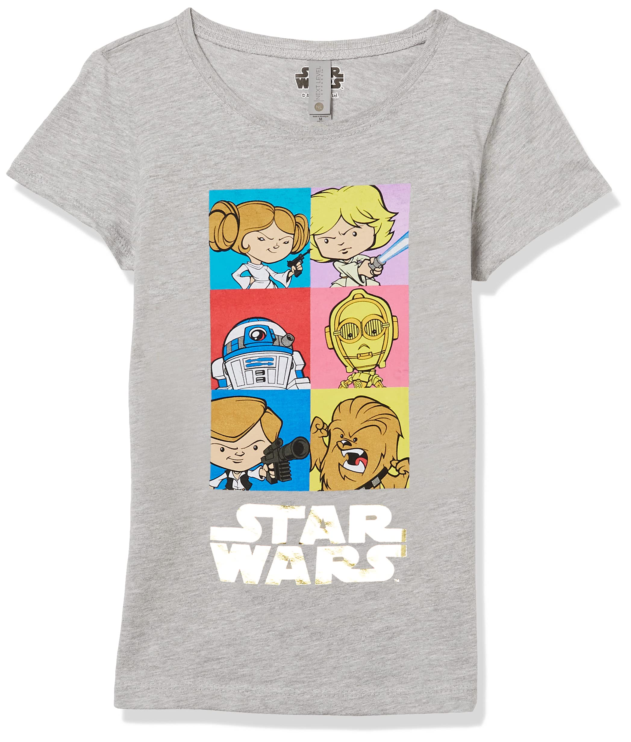 STAR WARSGirls' Big Classic Character Graphic T-Shirt-Luke, Leia, R2d2