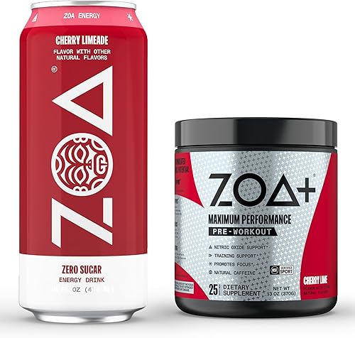 Miniatura 1 de ZOA Paquete de bebidas energéticas y polvo preentrenamiento, Cherry Limeade