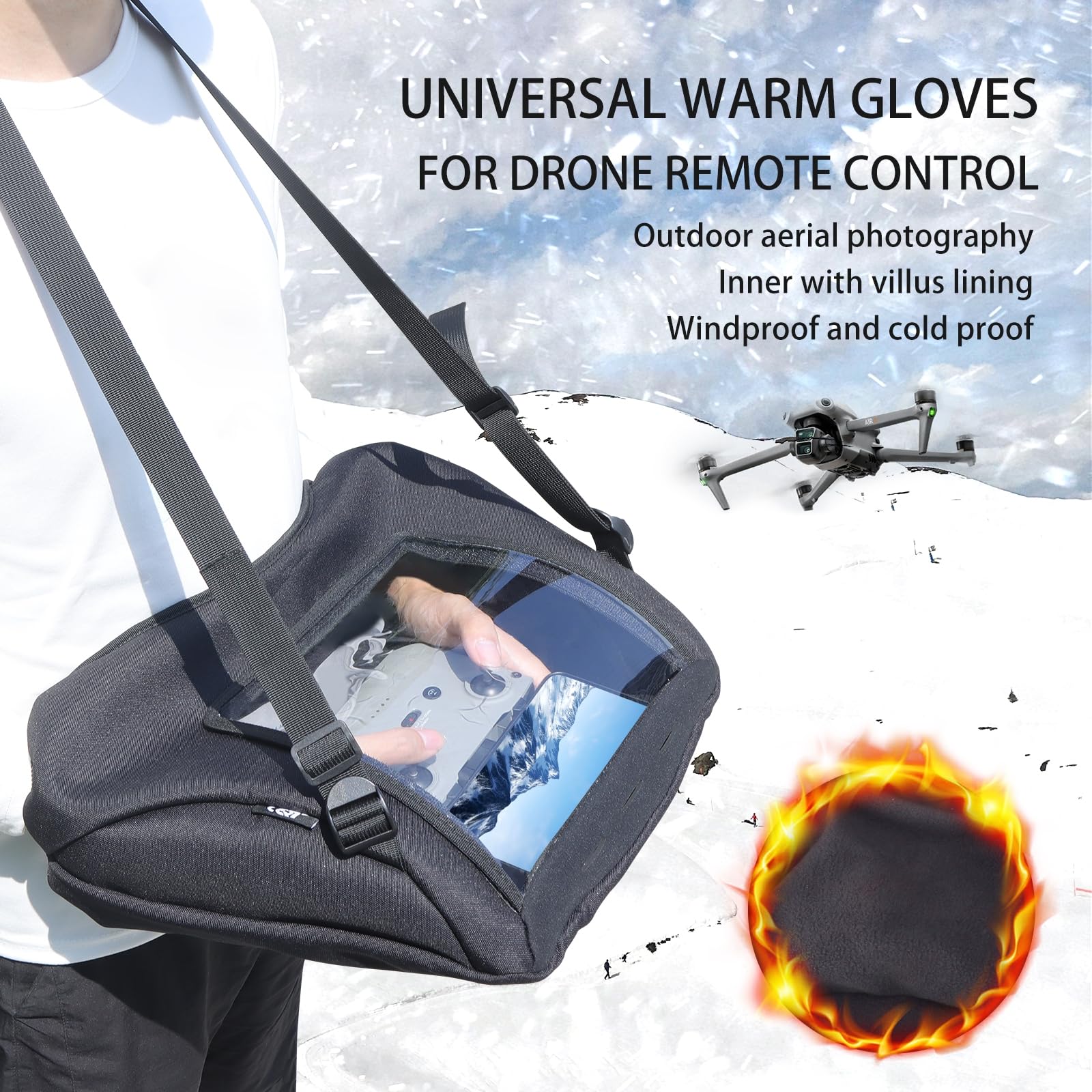 Drone Operator Glove, Waterproof, Windproof, Remote Control, Transmitter, Handwear with Clear Display, Warm Glove Protective Cover for RC RC2 RC-N1 N2 N3 RC PRO FVP 2 3