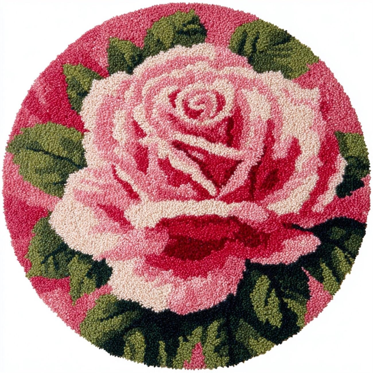 Kitquiver Rug Latch Hook Craft Kits Pink Roses 100x100cm