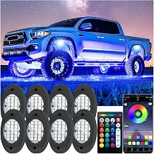 8 Pods RGB LED Rock Lights, Underglow Multicolor Neon Light Kit, Wheel Well Light with Remote Control & APP Control Music Mode, Under Glow Lights for Trucks,Jeep,SUV,Golf Cart,ATV,Pickup Off Road,12V