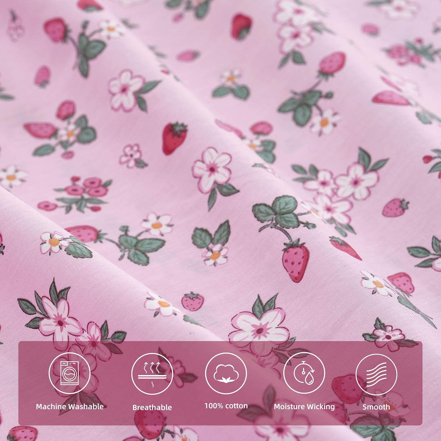 Best Season 100% Cotton Printed Full Sheets Set (Pink Floral) 4 Piece - Percale Bed Sheets for Full Size Bed - Deep Pocket Fits 16" Mattress - Cooling & Breathable Sheets Set - Image 4
