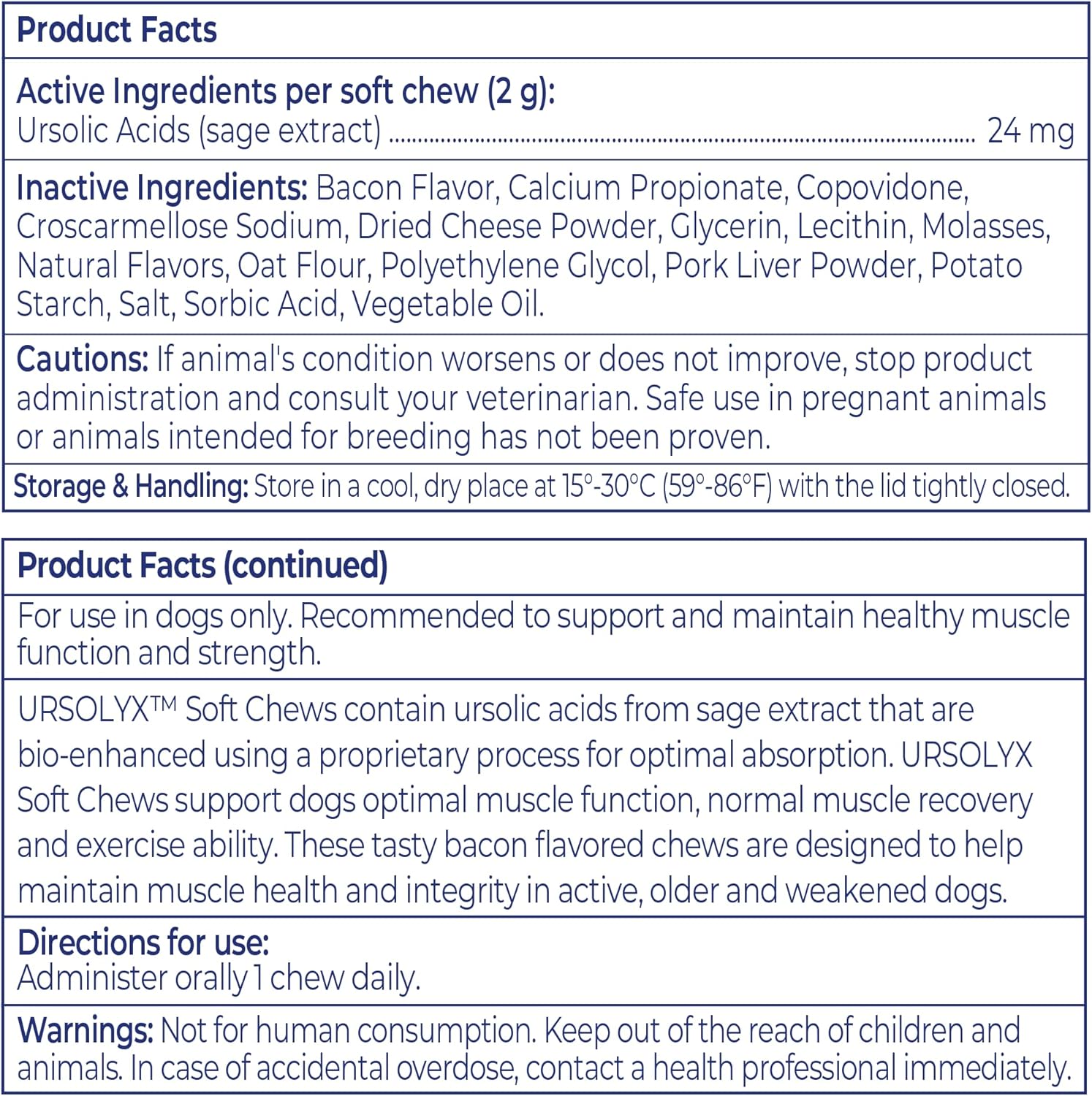 URSOLYX Soft Chews for Dogs | Muscle Health Support for Senior, Active or Recovering Dogs, Small | 120 Count 4-Month Supply