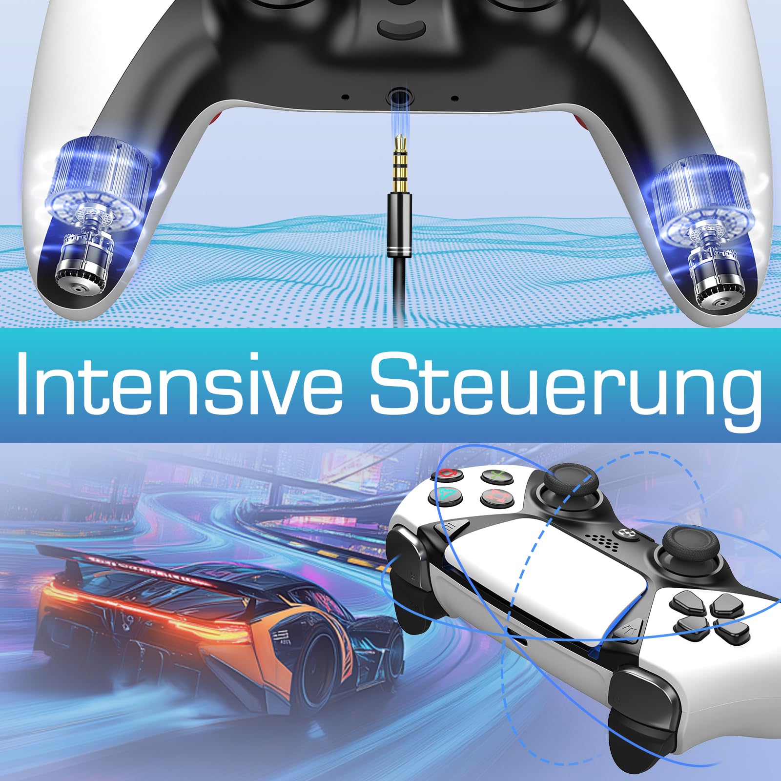 Ruibopad Für PS4 Controller,Wireless Controller Kompatibel mit PC,Pro,Slim,ALPS Joysticks Ohne Drift,Paddels und Turbo,Gamepad mit 3.5mm Kopfhörerbuchse,1200mAh Akku,Weiß.Geschenk für Gamer.