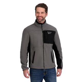 Reebok Chaqueta de forro polar con cremallera y cuello alto falso para hombre