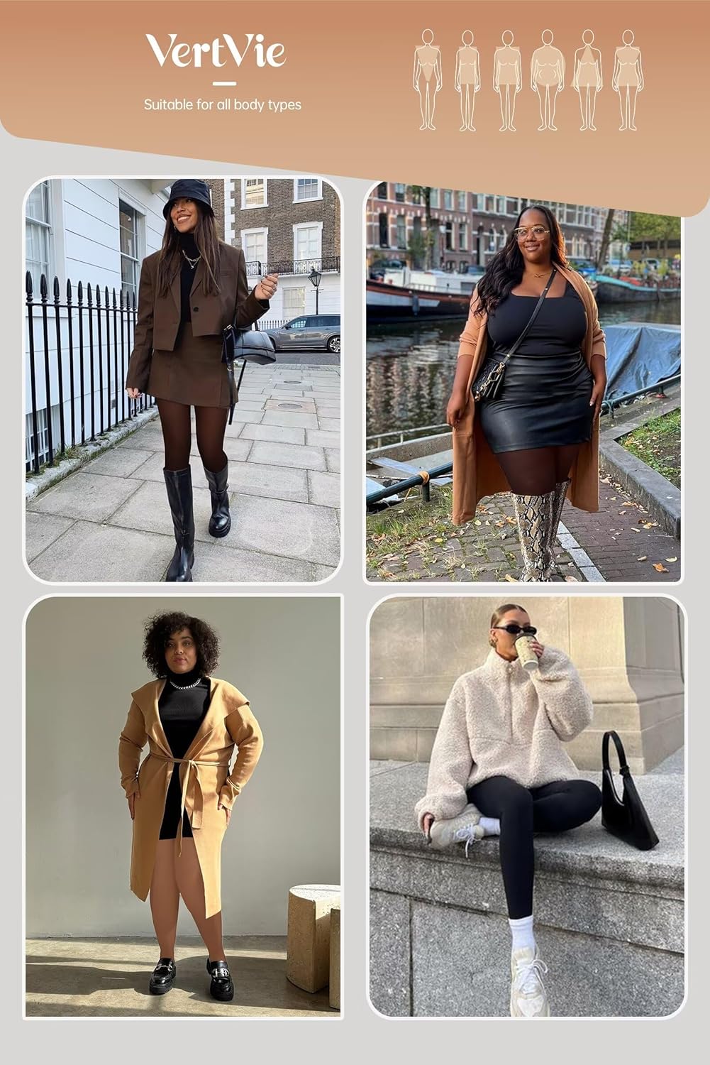 Vertvie Plus Size Fleece Lined Tights for Women Thermal Pantyhose Winter Warm Thick Tights High Waisted Opaque Leggings - Image 6