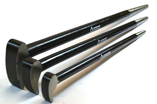 Miniatura 1 de GROZ Juego de 3 piezas de barra de palanca de cabeza rodante  12 pulgadas 16 pulgadas 20 pulgadas  Heavy Duty  Acero cromado forjado  Palanca de