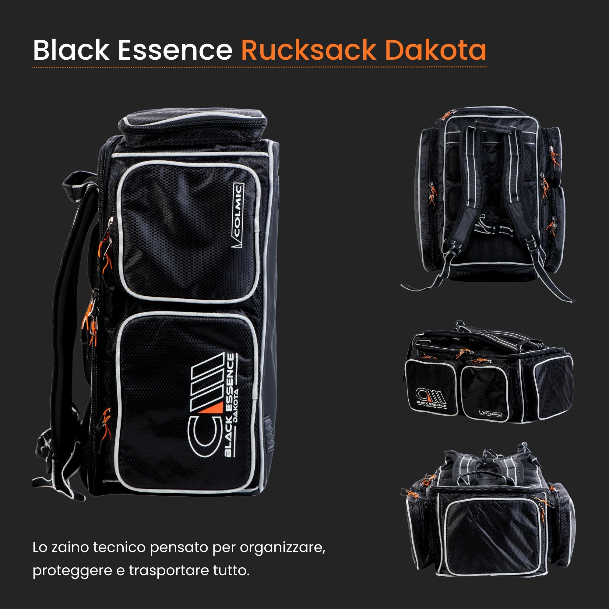Colmic Black Essence – Borsone Tecnico da Pesca e Sport, Tessuto High Performance, Tasche Multiple, Viaggio, Fitness e Piscina – Borsa Sportiva