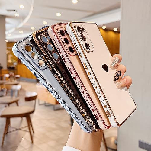 Miniatura 3 de DEFBSC Funda compatible con Samsung Galaxy S20 FE, carcasa de corazón con borde galvanizado, protección completa de la cámara, esquinas reforzadas