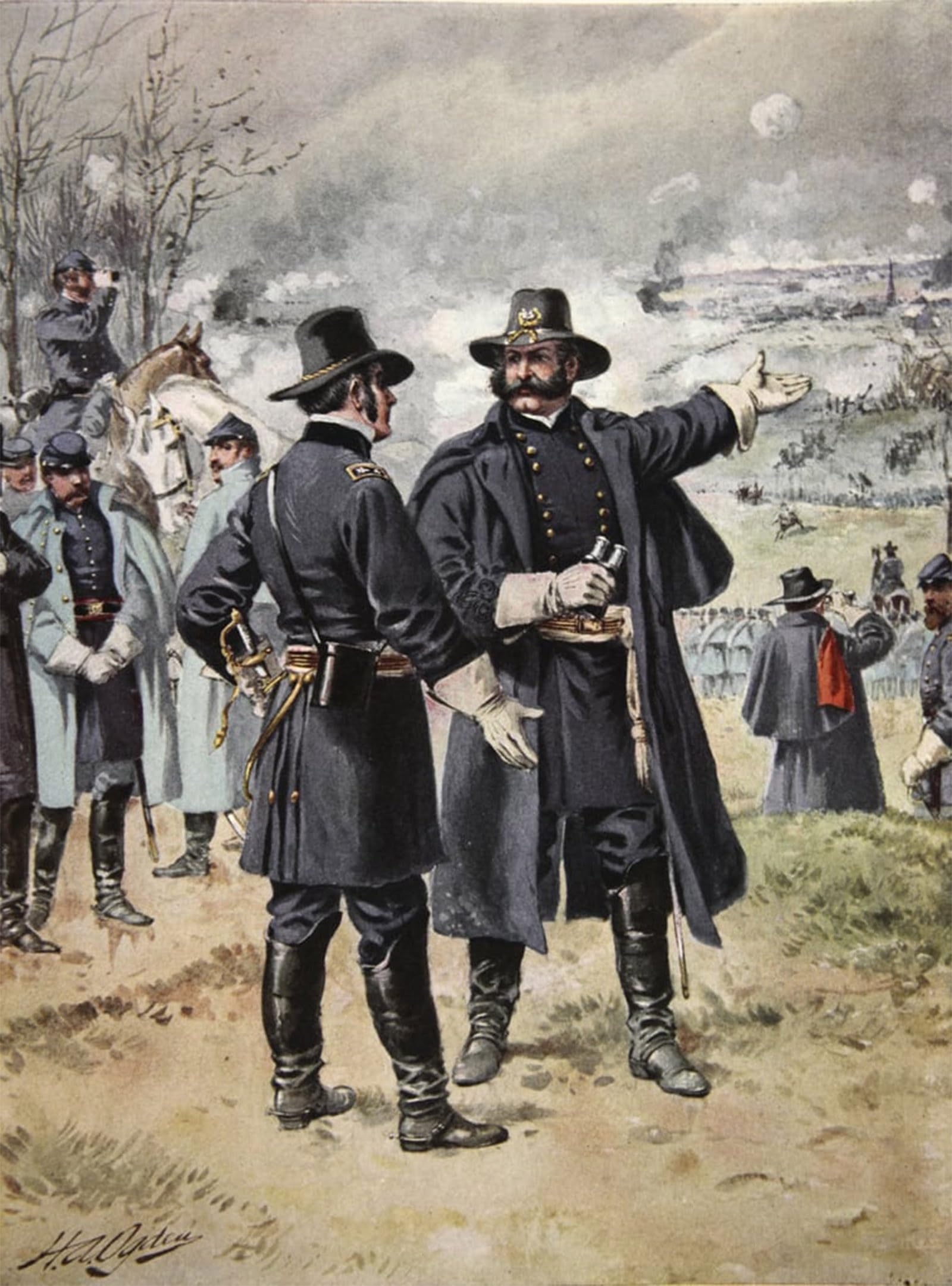 ARTXLXXBN Famous Prints Artwork Pictures Poster Painting Art General Burnside At the Battle of Fredericksburg by Henry Alexander Ogden Artwork Landscape Pictures for Home Decor 60x90cm