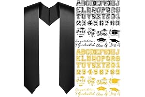 Unisex Adult Plain Graduation Stole with A To Z Letter 0 To...