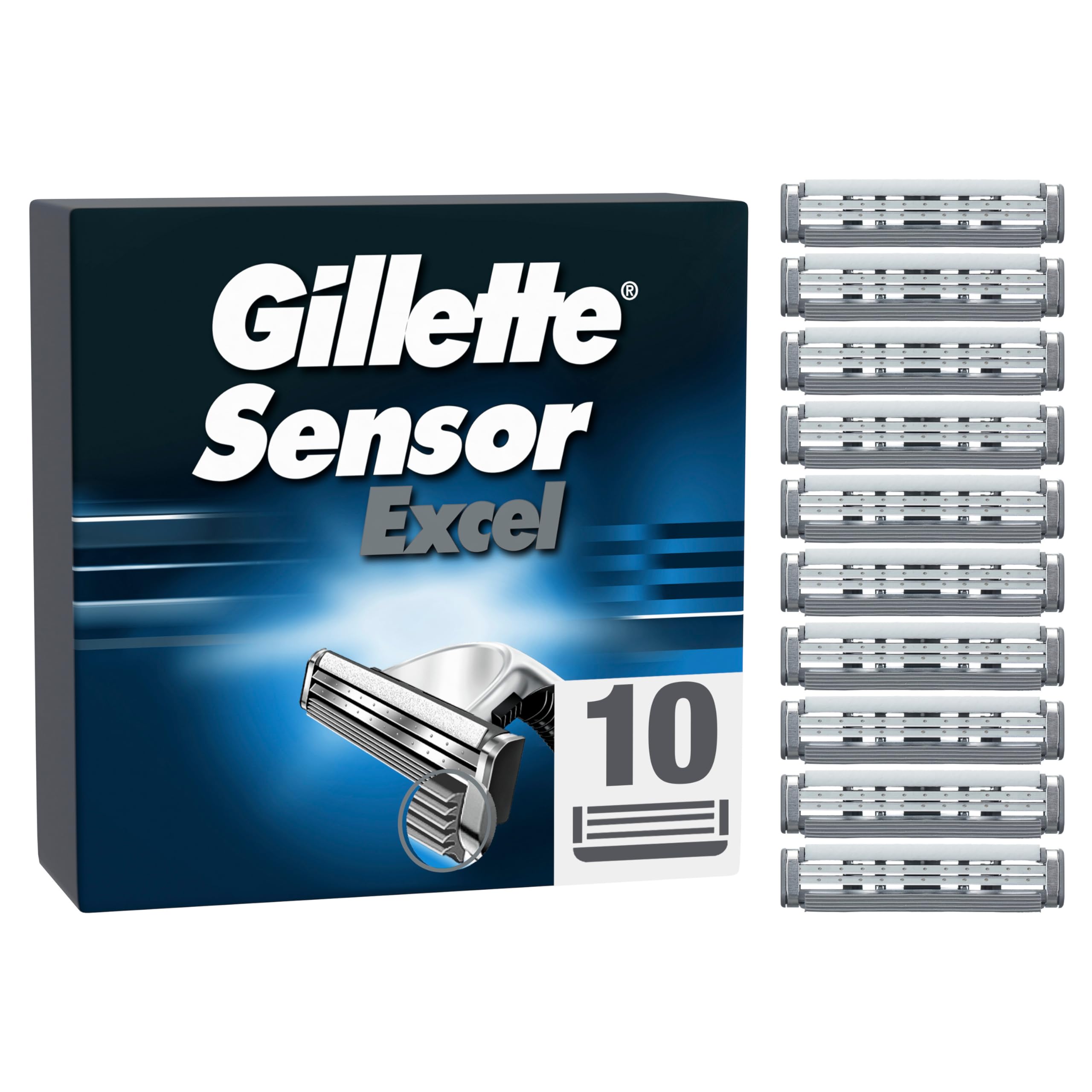 Gillette Sensor Excel Rasierklingen – 10 Original Ersatzklingen für Herren