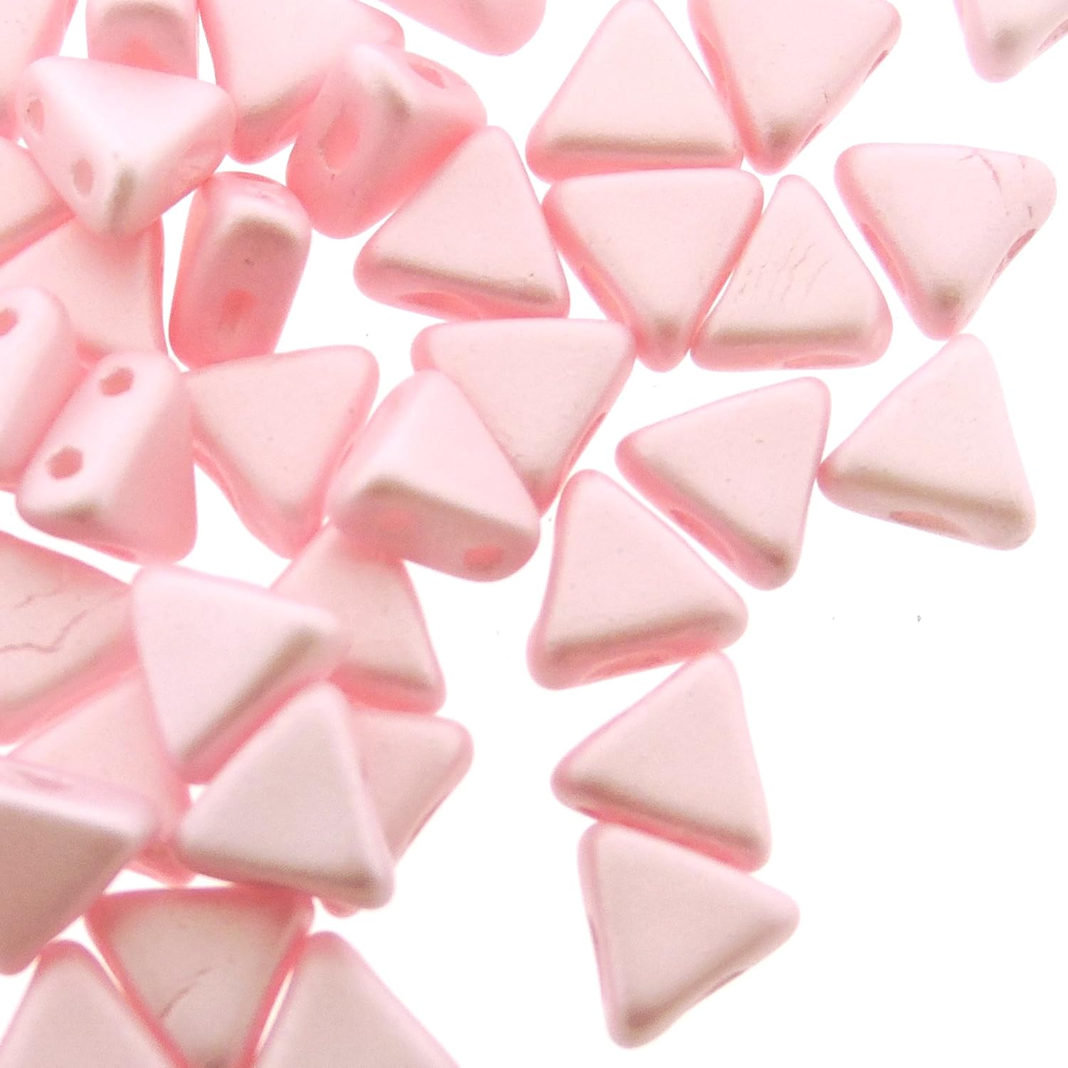 Pink Pearl 9 Gram Kheops Par Puca 6mm 2 Hole Triangle Beads
