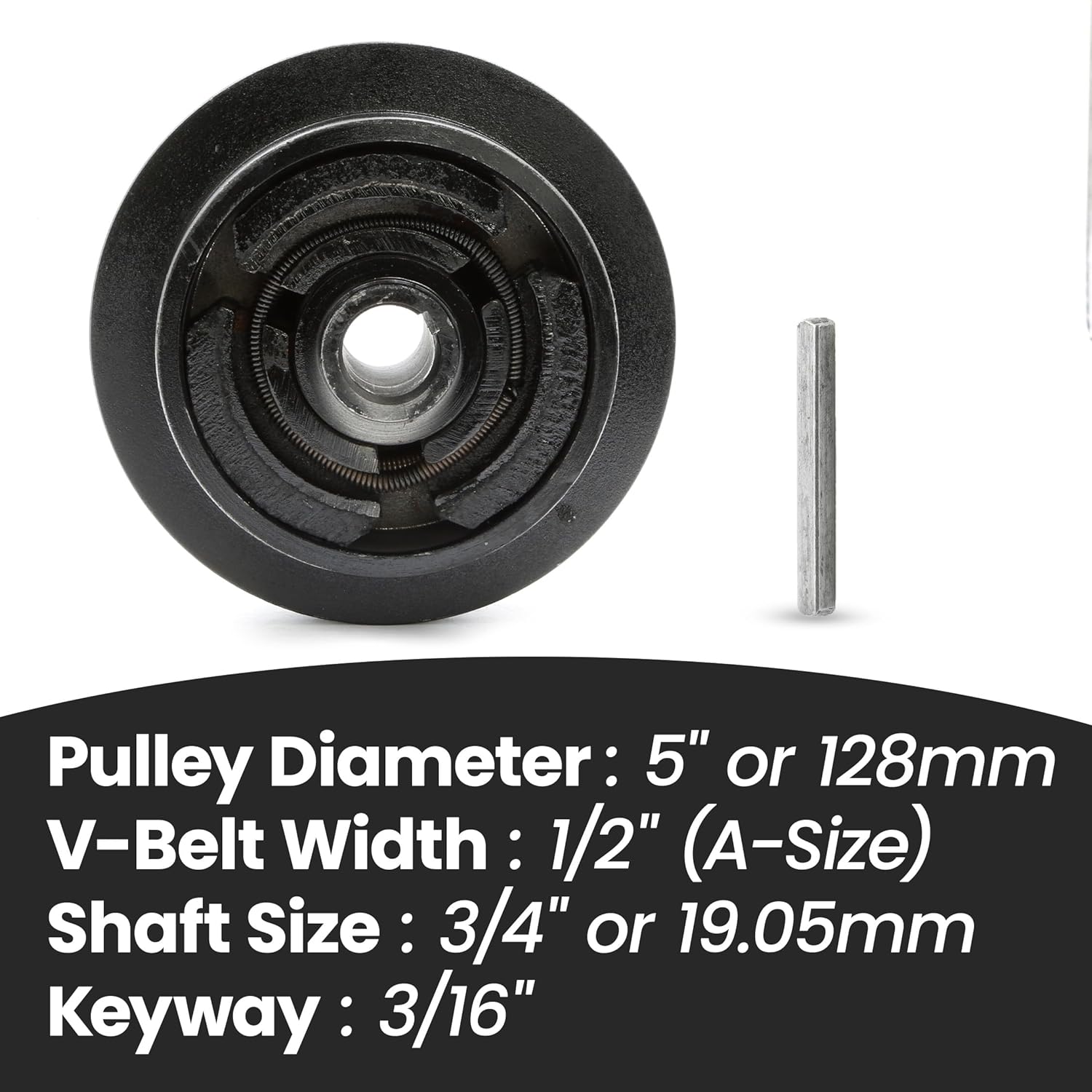 ASTROSYNC Clutch 5" Single Pulley 1/2" V-Belt 3/4" Bore Fit for Wacker VP1340 VP1350 VP1750 Compactors Honda GX160 GX200 Engine Shafts