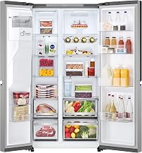 LG GSJE81PYBD Side-by-Side Kühlschrank mit Gefrierfach (628 L, Energieklasse D) mit Eis- und Wasserspender, UVNano, DoorCooling+, Smart Inverter Compressor, Silber