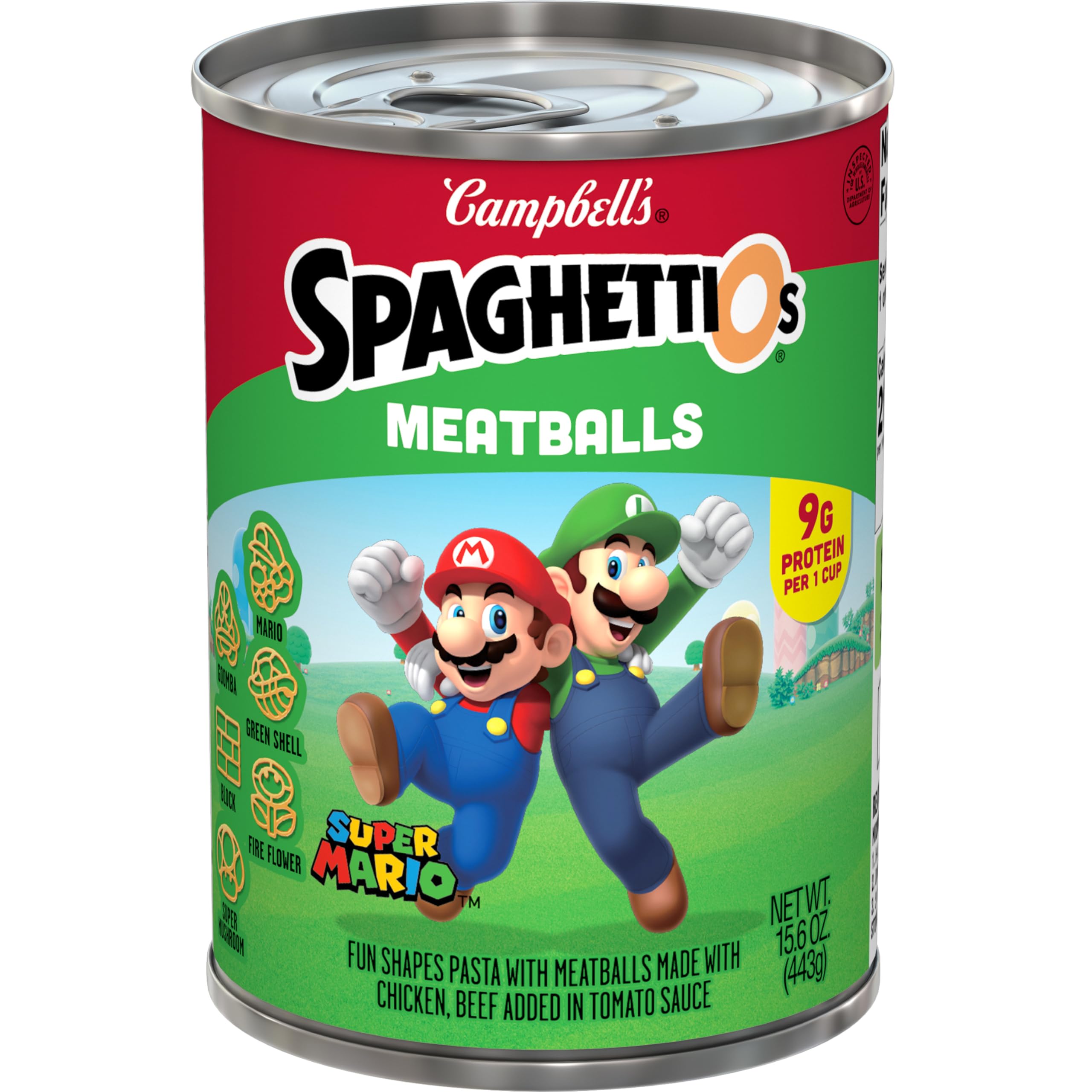 Super Mario Bros Canned Pasta with Meatballs, 15.6 oz Can