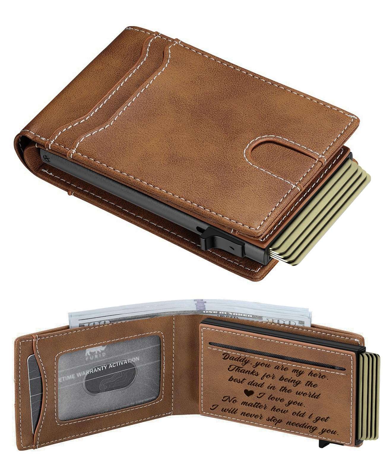 furid Card Wallet For Men Slim: Smart Wallet - Rfid Minimalist Front Pocket with ID Window Pop Up Wallet Gift For Male, Gift For Father, minimalist wallet, Minimalist