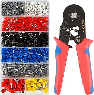 Wire Crimper Tool Set with 0.25-10mm2 Self-Adjustable 6-4A Ratchet Cable Crimpers and 1200Pcs Wire Terminal Crimp Connectors Insulated and Uninsulated Wire End Ferrules for Crimping and Automotive Wiring