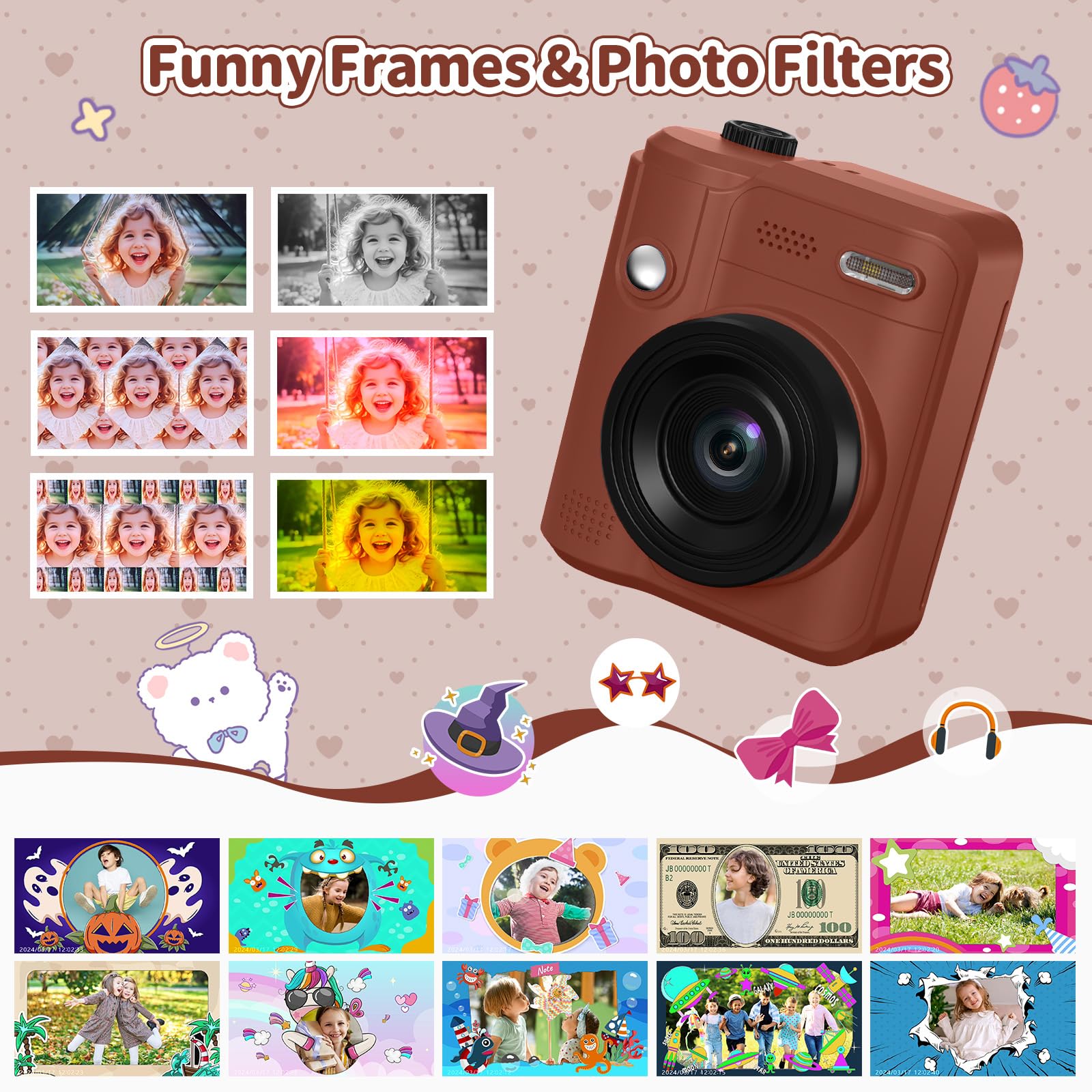 Gofunly Kids Camera Instant Print, 1080P Digital Camera for Kids with 32GB Card & 5 Print Paper Rolls - Image 4