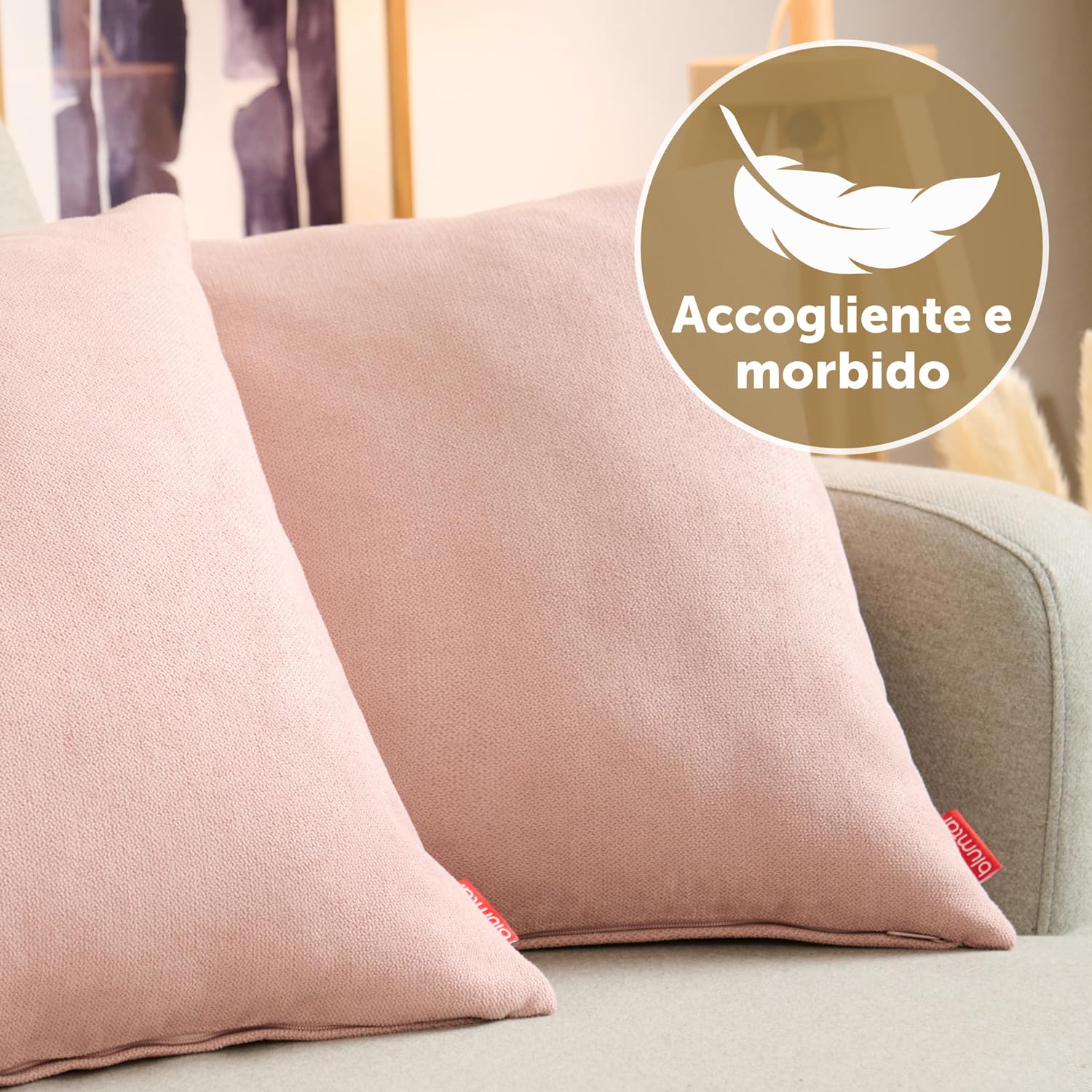 Blumtal Federe Cuscini Divano in Ciniglia, Copricuscini Divano, Federe Cuscino Divano, 2 Pezzi, 50 x 50cm, Rosa