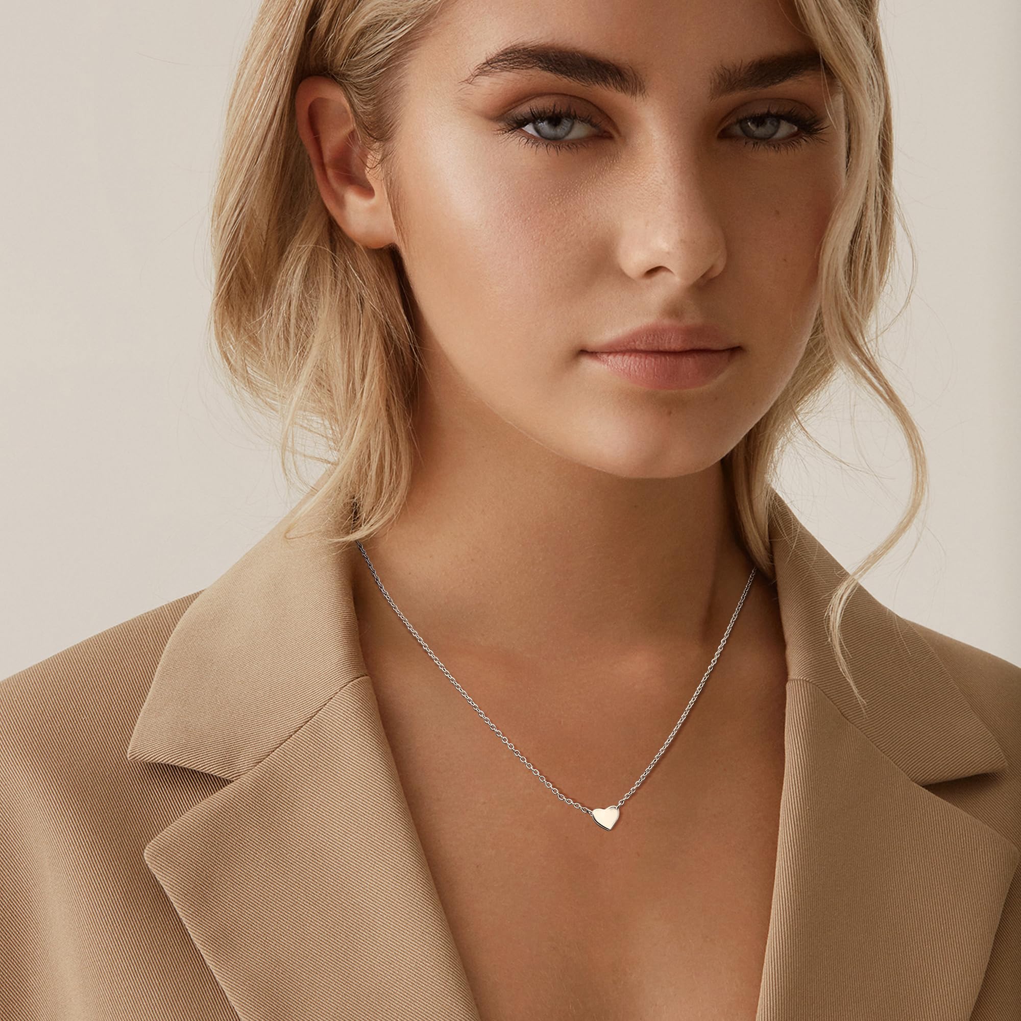 LOLIAS Herz Halskette Damen Silber 925 Kette Herz für Frauen Mädchen Süßes CZ Herz Offenes Herz Anhänger Silber Gold Rosegold Herzkette Halskette Schmuck Geschenk Einstellbare 17"/43cm Kette