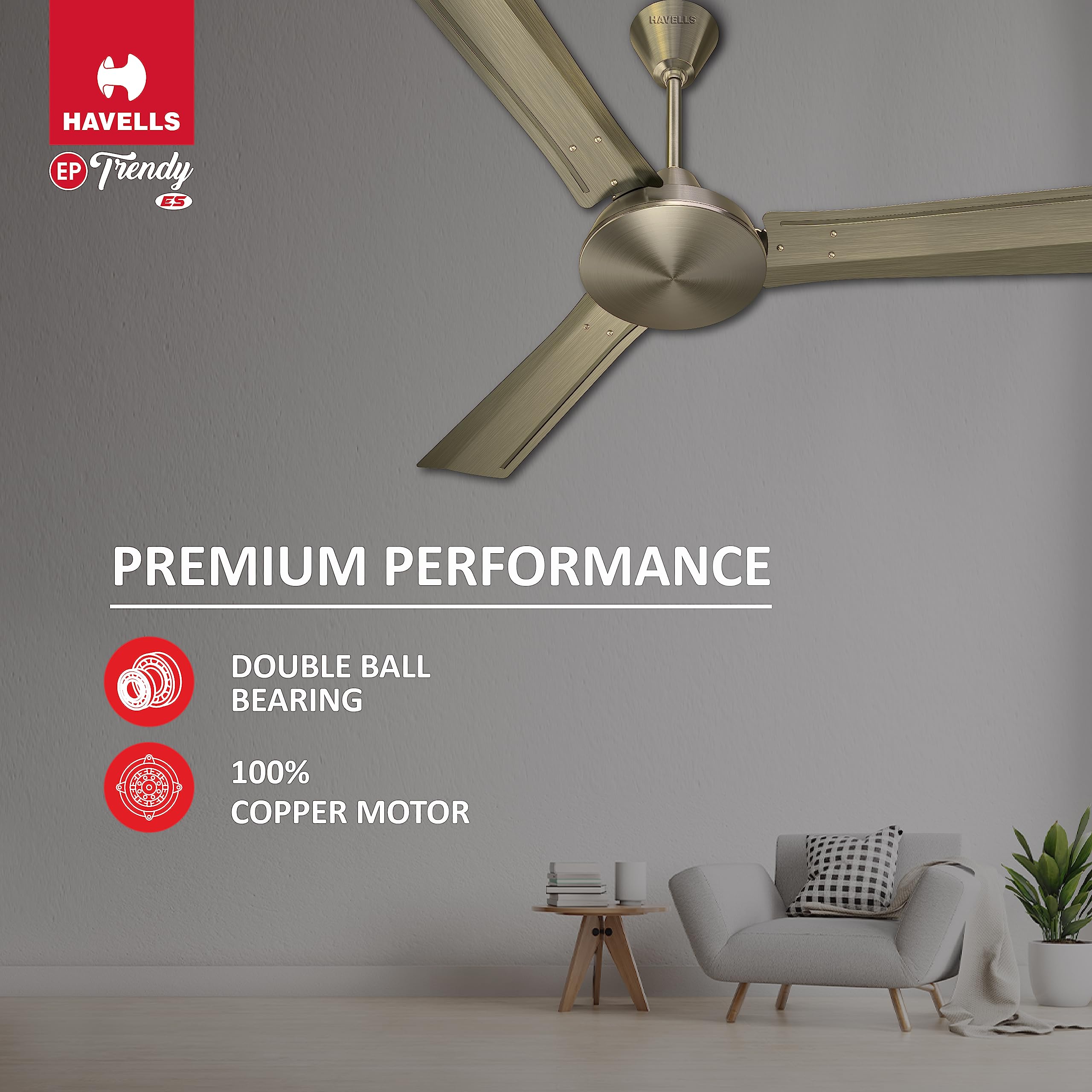 Havells EP Trendy ES Ceiling Fan - Antique Brass -5