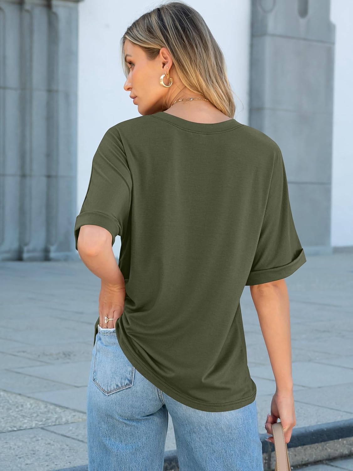 ANRABESS Women Oversized T Shirts Short Sleeve Summer Casual Loose Top Basic Tee with Pocket - Image 4