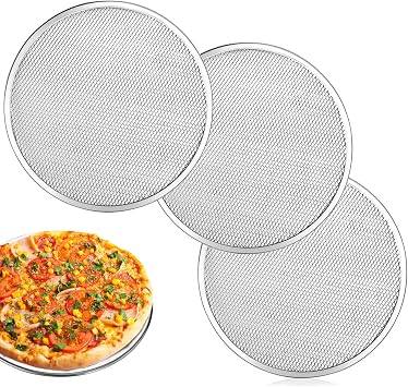3 Pcs 12 Inch Pizza Screen, Aluminum Non-Stick Perforated Pizza Pan with Mesh Design for Oven Baking and Grilling, Dishwasher and Microwave Safe 12 Inch