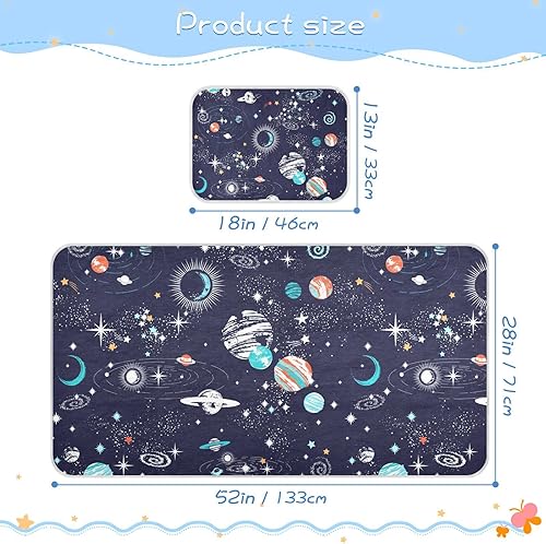 Miniatura 2 de MCHIVER Galaxy Planet - Almohadilla para cama de bebé con funda de almohada, de seda helada, transpirable, colchoneta de juego para niños pequeños