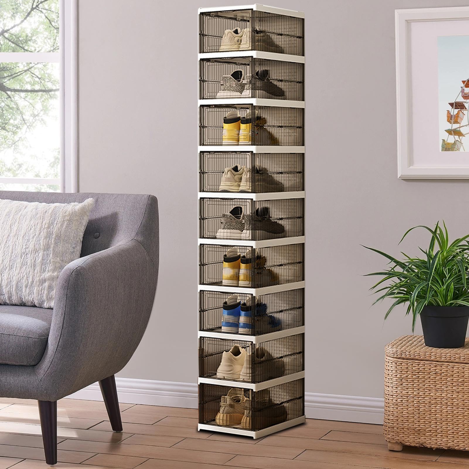 Multi Tier Folding Shoe Rack, Compartment Footwear Organizer, Household