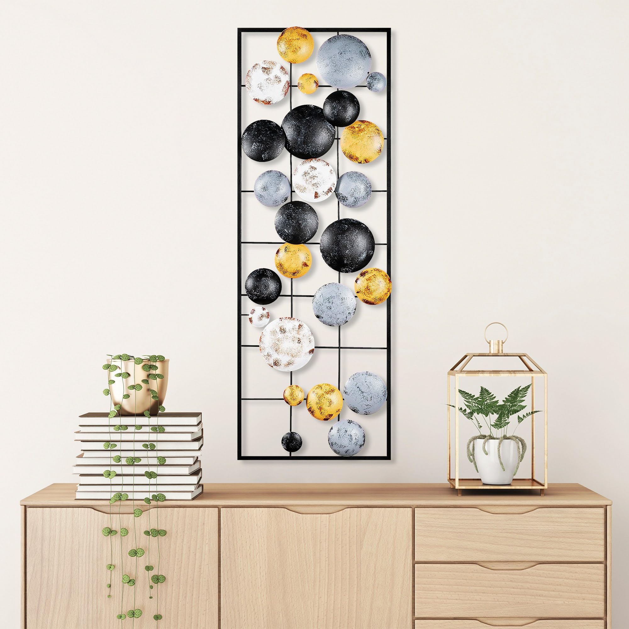 Hand-Painted Decorative Metal Wall Accessory, 32 x 90 x 4 cm, 100% Metal, Unique Colour Variations, Perfect for Home Decor & Art Lovers