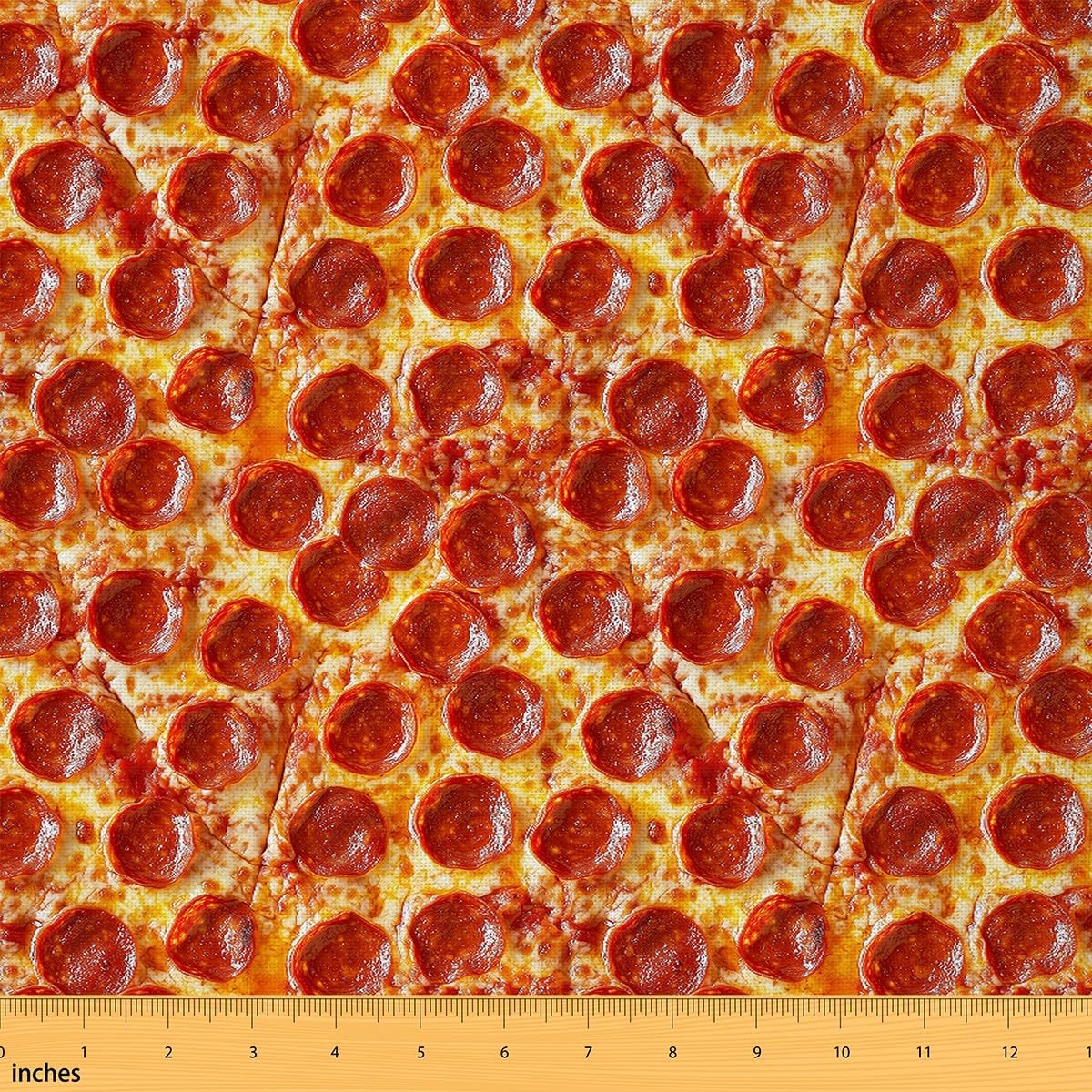 Feelyou Pizza Outdoor Fabric by The Yard, Pepperoni Be Print Upholstery Fabric for Chairs, Funny Delicious Pizza Decorative Fabric for Home DIY Projects, 3 Yards, Red Orange